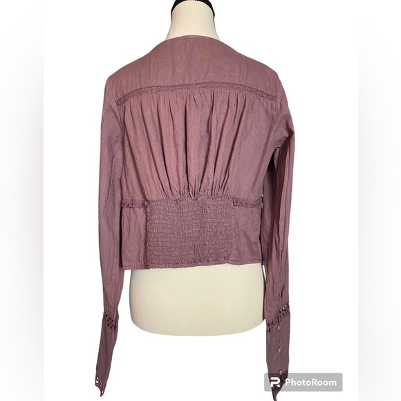 Free People Joi cropped cotton top purple M milkmaid y2k cottage corset whimsy - Picture 4 of 9